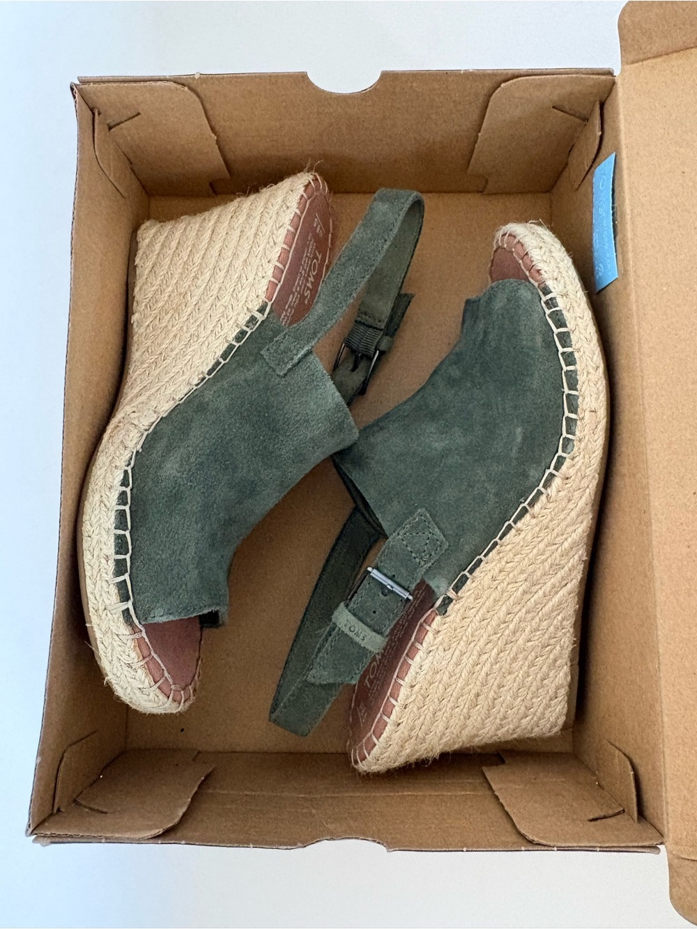 Tom’s dark green wedges - Monica pine suede
